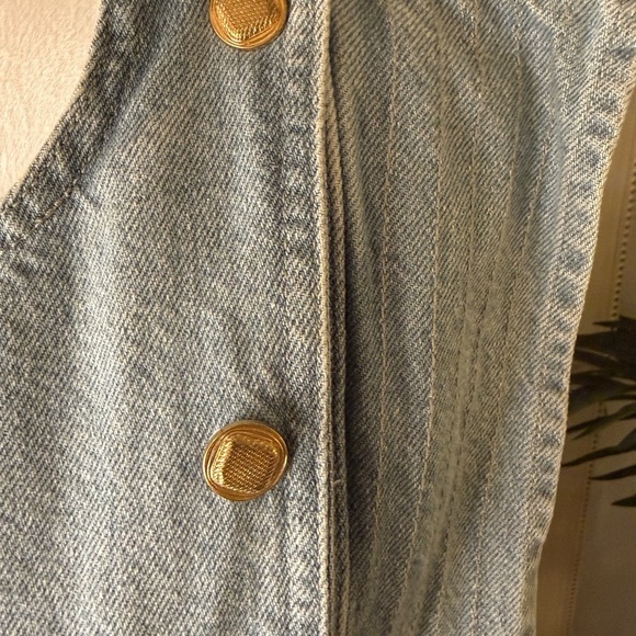 Zara Light Blue Denim Mini Dress with Gold Buttons - Picture 5 of 11